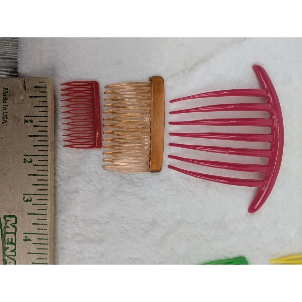 Vintage 80s Snap Barrette Side Comb Lot Retro Girls Hair Accessories Colorful